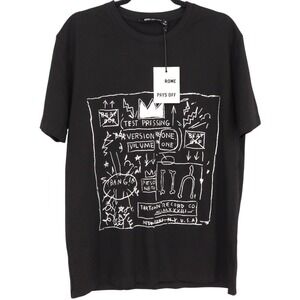 Rome Pays Off Jean-Michel Basquiat Beat Bop Graphic T-Shirt Men's Size M Black